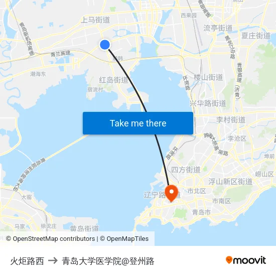火炬路西 to 青岛大学医学院@登州路 map