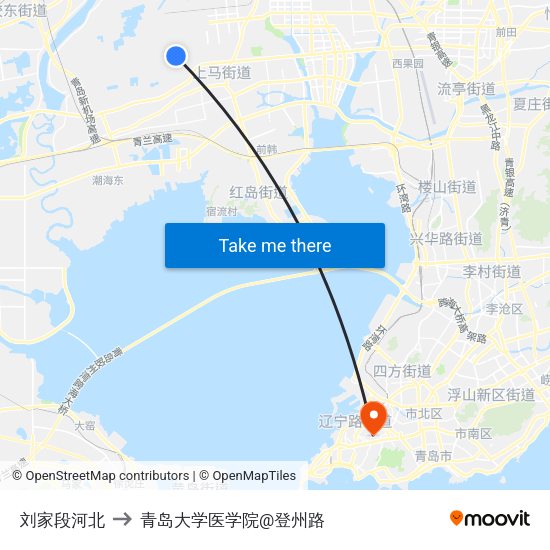 刘家段河北 to 青岛大学医学院@登州路 map