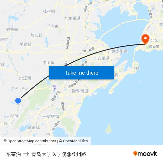 东茶沟 to 青岛大学医学院@登州路 map