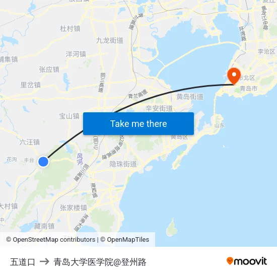 五道口 to 青岛大学医学院@登州路 map