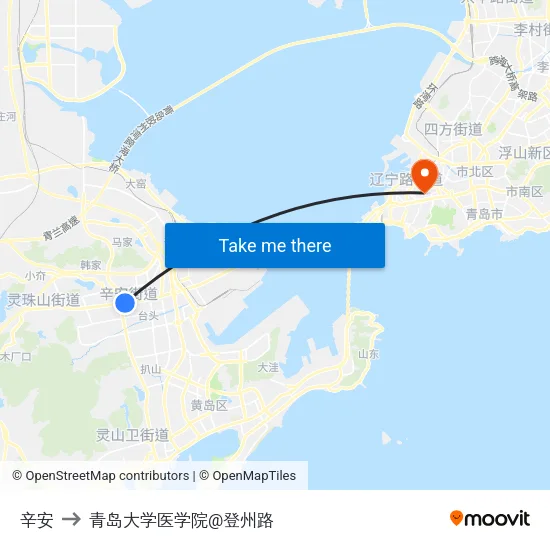 辛安 to 青岛大学医学院@登州路 map