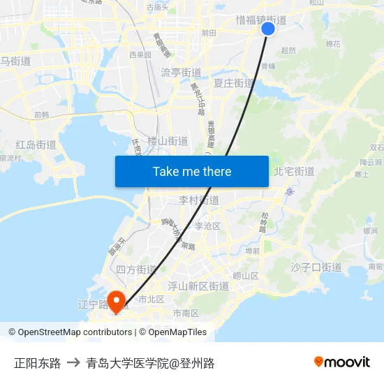 正阳东路 to 青岛大学医学院@登州路 map