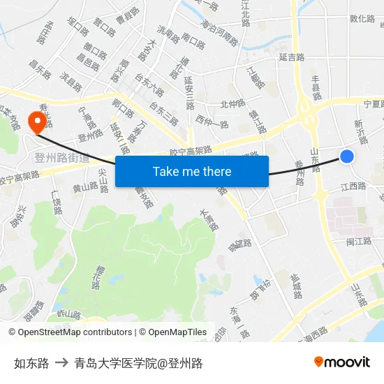 如东路 to 青岛大学医学院@登州路 map