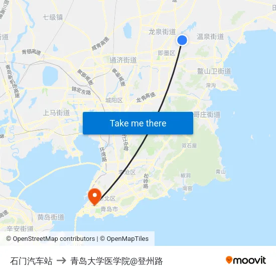 石门汽车站 to 青岛大学医学院@登州路 map