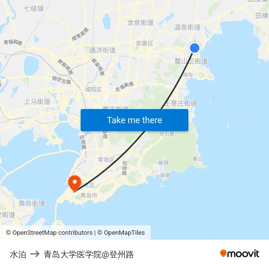 水泊 to 青岛大学医学院@登州路 map