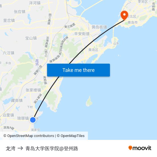 龙湾 to 青岛大学医学院@登州路 map