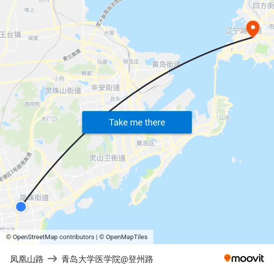 凤凰山路 to 青岛大学医学院@登州路 map