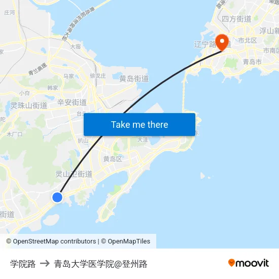 学院路 to 青岛大学医学院@登州路 map