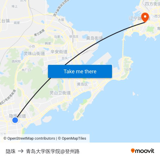 隐珠 to 青岛大学医学院@登州路 map