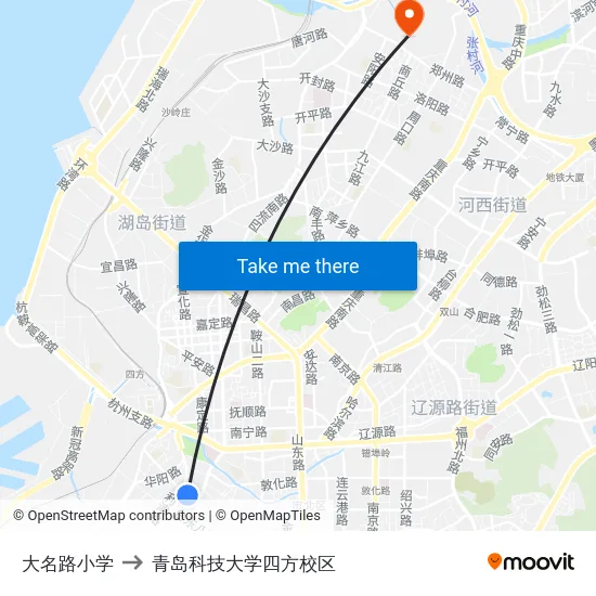 大名路小学 to 青岛科技大学四方校区 map