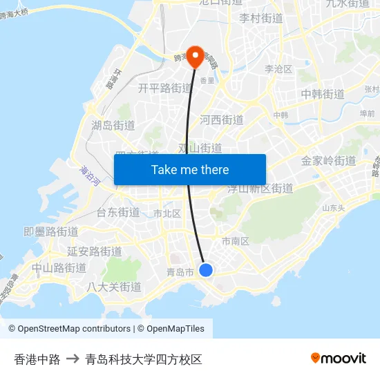 香港中路 to 青岛科技大学四方校区 map