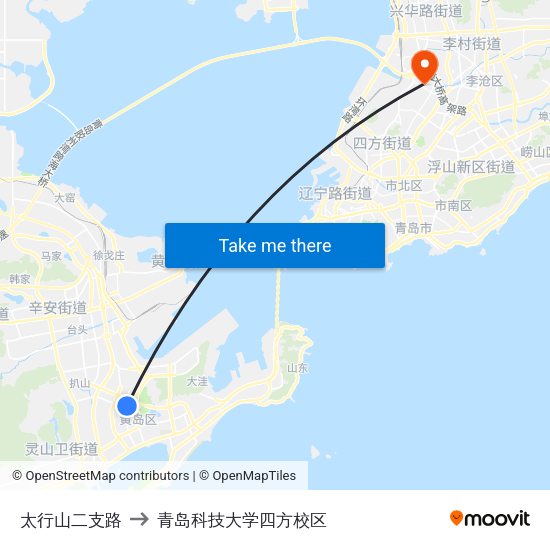 太行山二支路 to 青岛科技大学四方校区 map