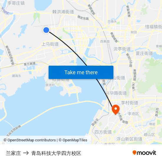兰家庄 to 青岛科技大学四方校区 map