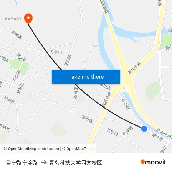 常宁路宁乡路 to 青岛科技大学四方校区 map