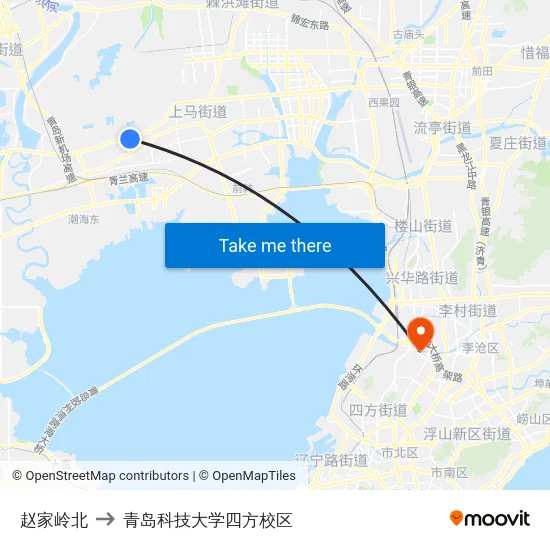 赵家岭北 to 青岛科技大学四方校区 map