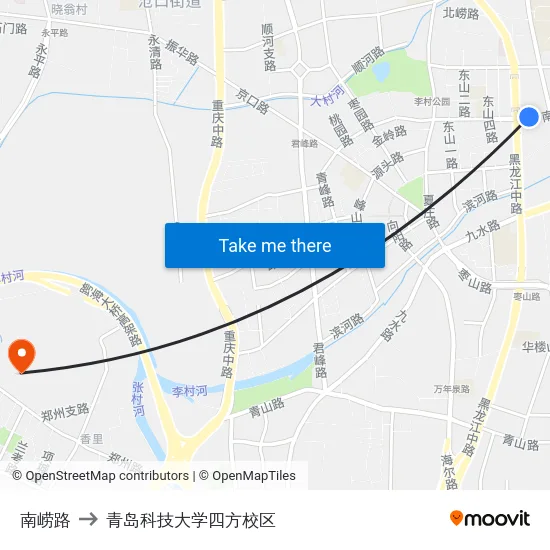 南崂路 to 青岛科技大学四方校区 map