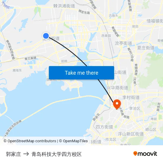 郭家庄 to 青岛科技大学四方校区 map