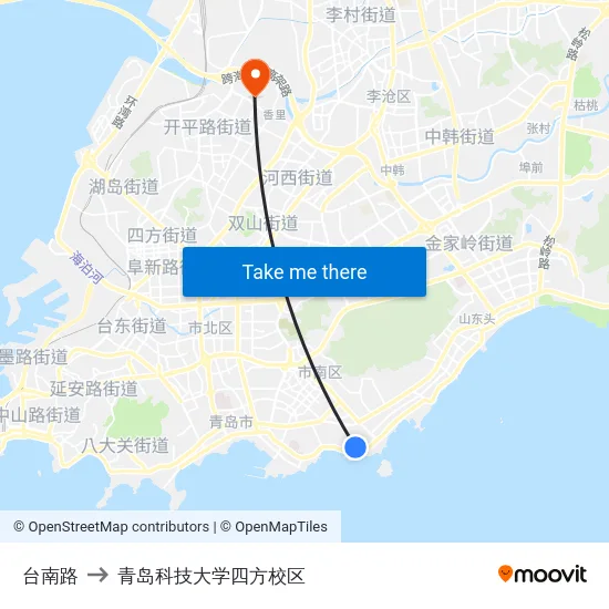 台南路 to 青岛科技大学四方校区 map