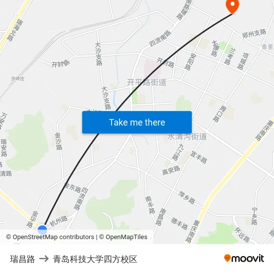 瑞昌路 to 青岛科技大学四方校区 map