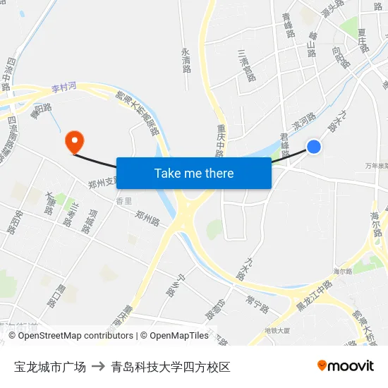 宝龙城市广场 to 青岛科技大学四方校区 map