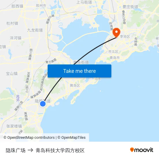 隐珠广场 to 青岛科技大学四方校区 map