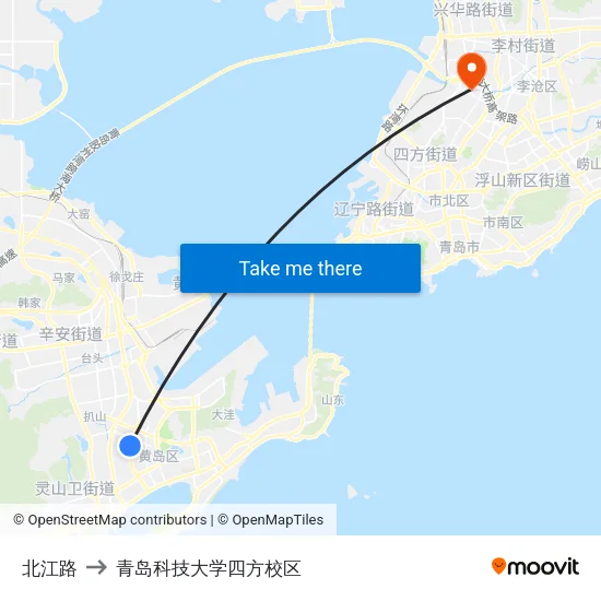 北江路 to 青岛科技大学四方校区 map