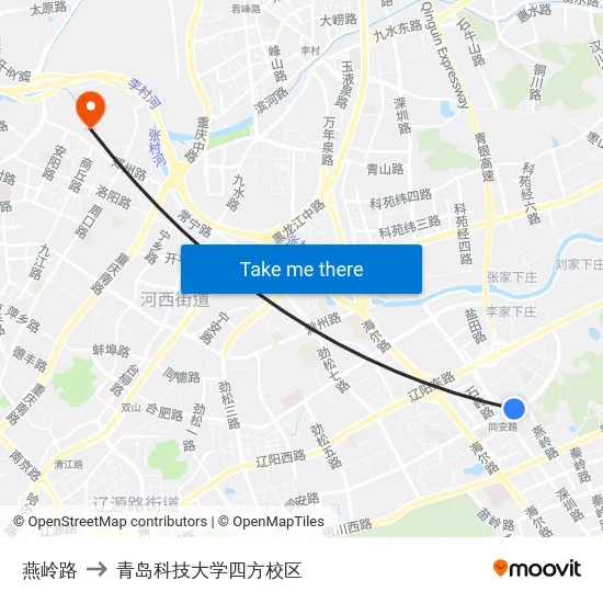 燕岭路 to 青岛科技大学四方校区 map
