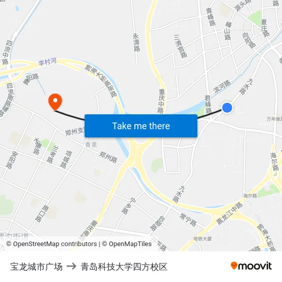 宝龙城市广场 to 青岛科技大学四方校区 map
