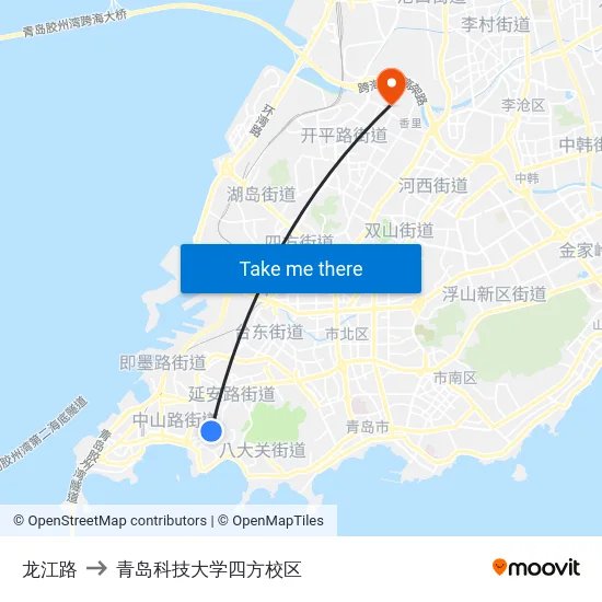 龙江路 to 青岛科技大学四方校区 map