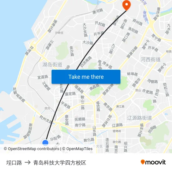 埕口路 to 青岛科技大学四方校区 map