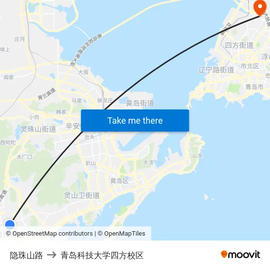 隐珠山路 to 青岛科技大学四方校区 map