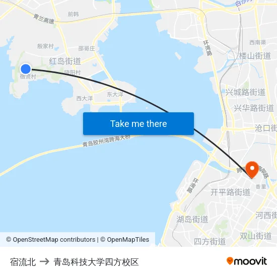 宿流北 to 青岛科技大学四方校区 map