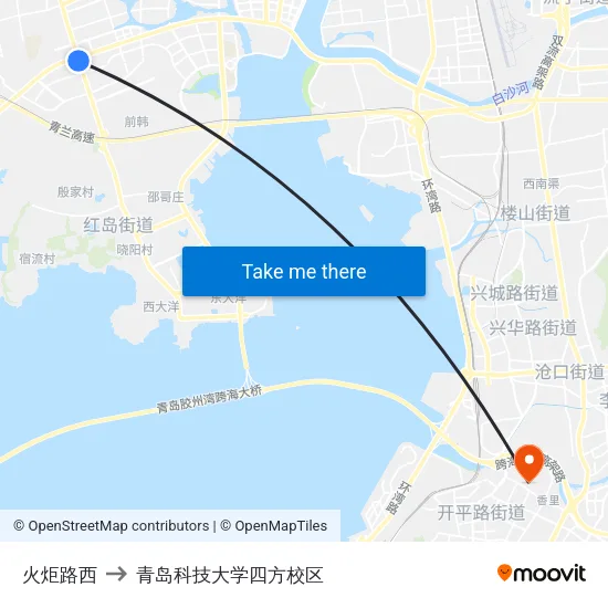 火炬路西 to 青岛科技大学四方校区 map