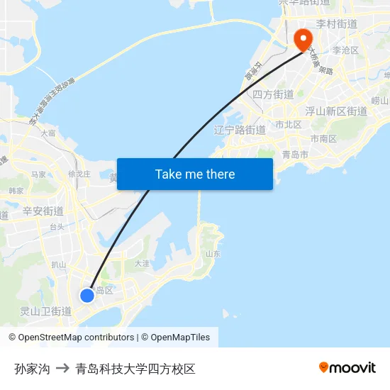 孙家沟 to 青岛科技大学四方校区 map