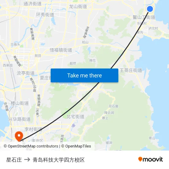 星石庄 to 青岛科技大学四方校区 map