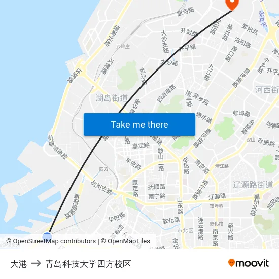 大港 to 青岛科技大学四方校区 map