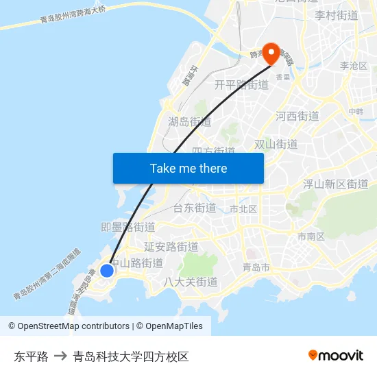 东平路 to 青岛科技大学四方校区 map