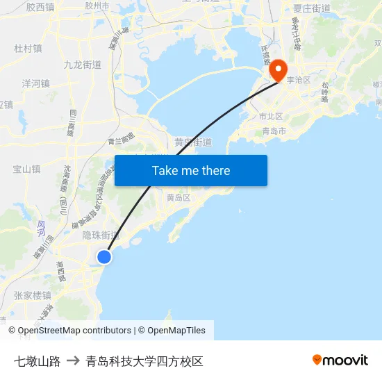 七墩山路 to 青岛科技大学四方校区 map