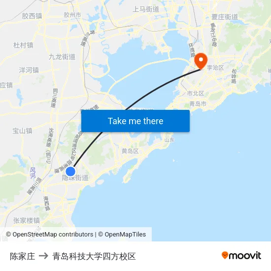 陈家庄 to 青岛科技大学四方校区 map
