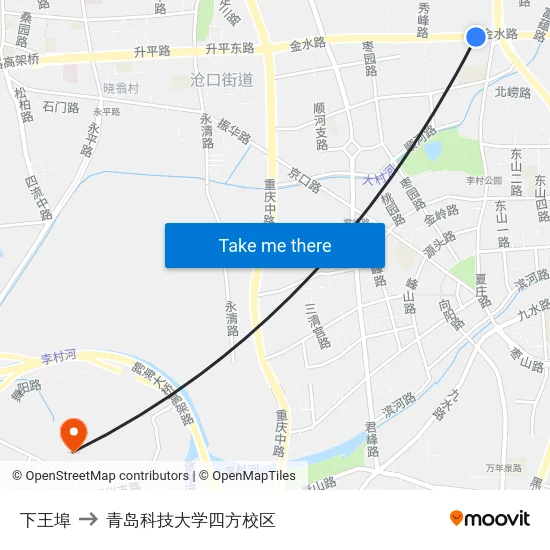 下王埠 to 青岛科技大学四方校区 map