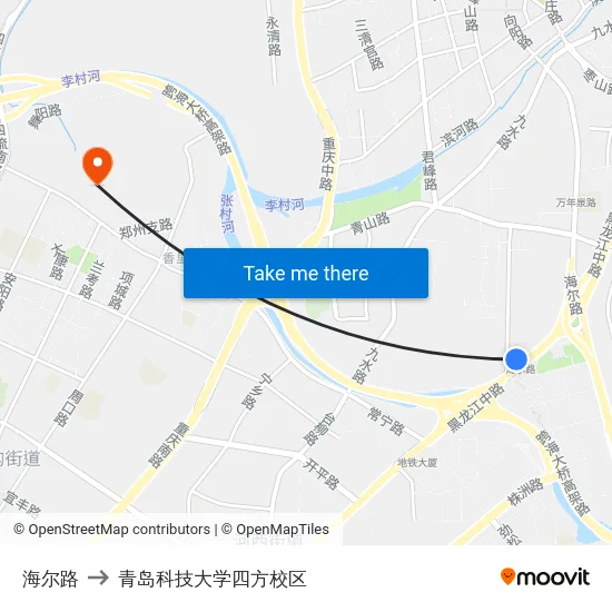 海尔路 to 青岛科技大学四方校区 map