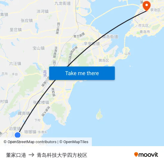 董家口港 to 青岛科技大学四方校区 map