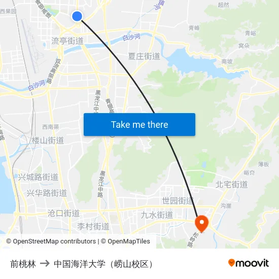 前桃林 to 中国海洋大学（崂山校区） map