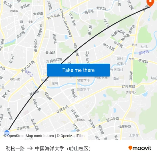 劲松一路 to 中国海洋大学（崂山校区） map