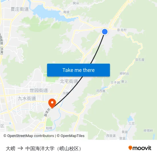 大崂 to 中国海洋大学（崂山校区） map