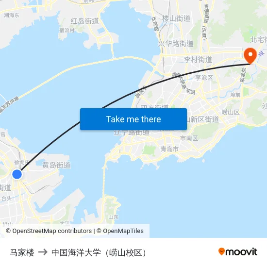 马家楼 to 中国海洋大学（崂山校区） map