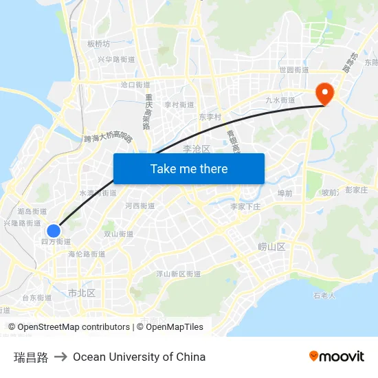 Ruichang Road to Ocean University of China map