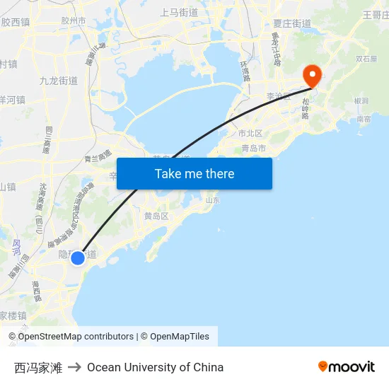 西冯家滩 to Ocean University of China map
