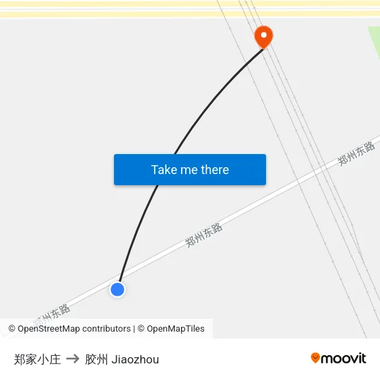 郑家小庄 to 胶州 Jiaozhou map