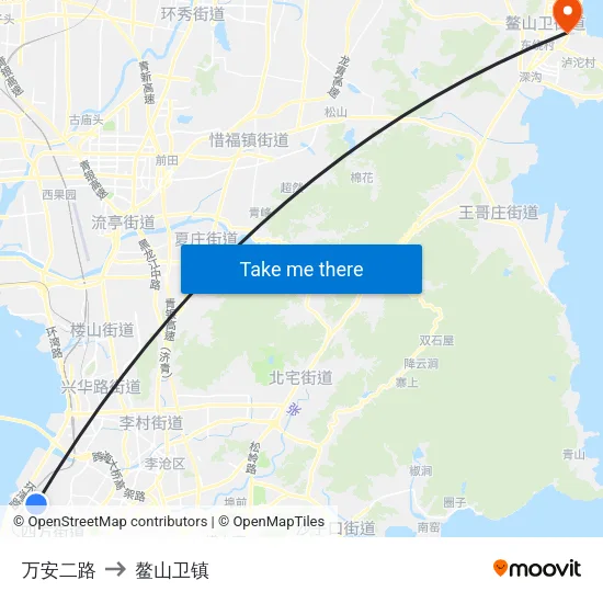 万安二路 to 鳌山卫镇 map